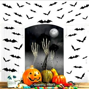 Bats Halloween 3D Decor Wall Sticker PVC 48pcs Halloween Party Goth Punk
